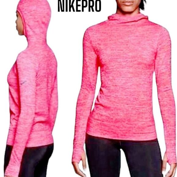 NIKE PRO Women's Micro Fleece Long sleeve Pullover Hooded Workout Top. - Picture 2 of 13